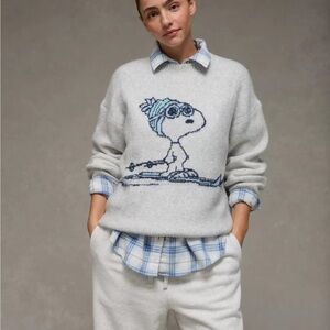 American Eagle Outfitters Oversized Light Gray Snoopy Sweater